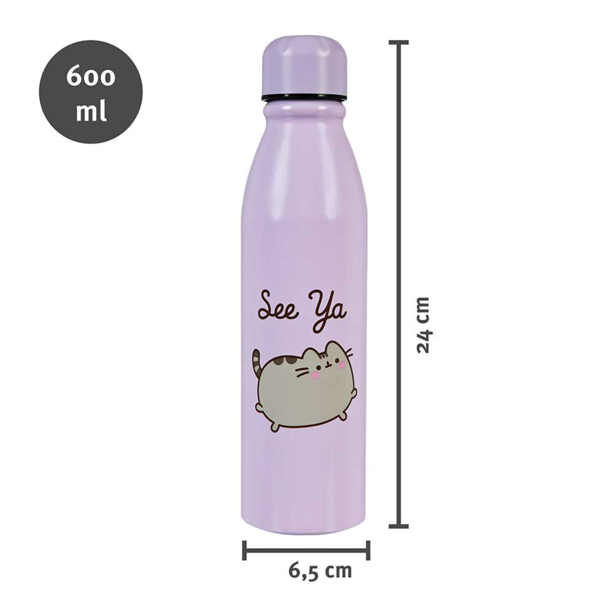 Pusheen 600 ml Wasserflasche Aluminium Trinkflasche mehrfarbig Schule Freizeit