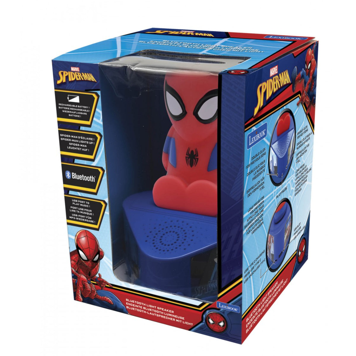 Spiderman Kinder Karaoke Player Bluetooth Musikbox mit 2 Mikrofonen Aufnahmefunktion