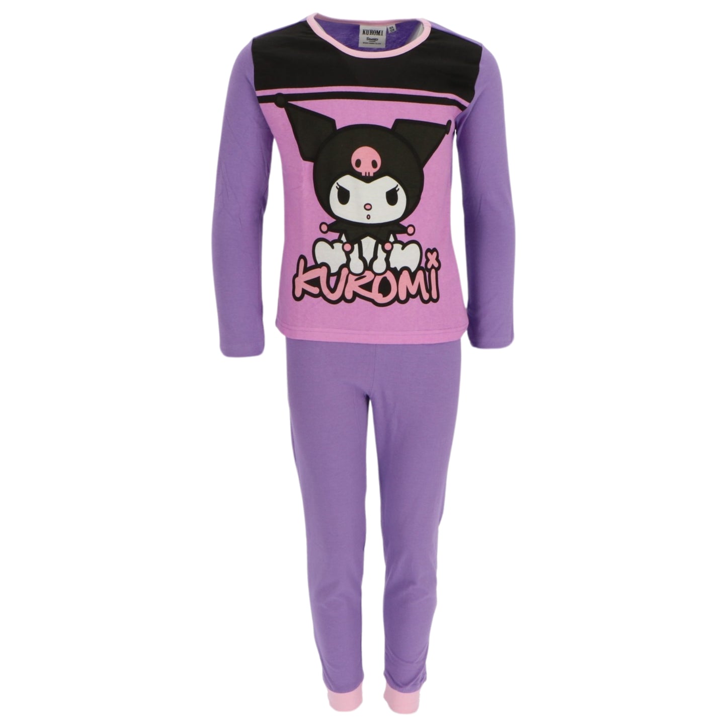 Hello Kitty Kuromi Kinder Pyjama Schlafanzug Langarm Zweiteiler für Mädchen aus Baumwolle