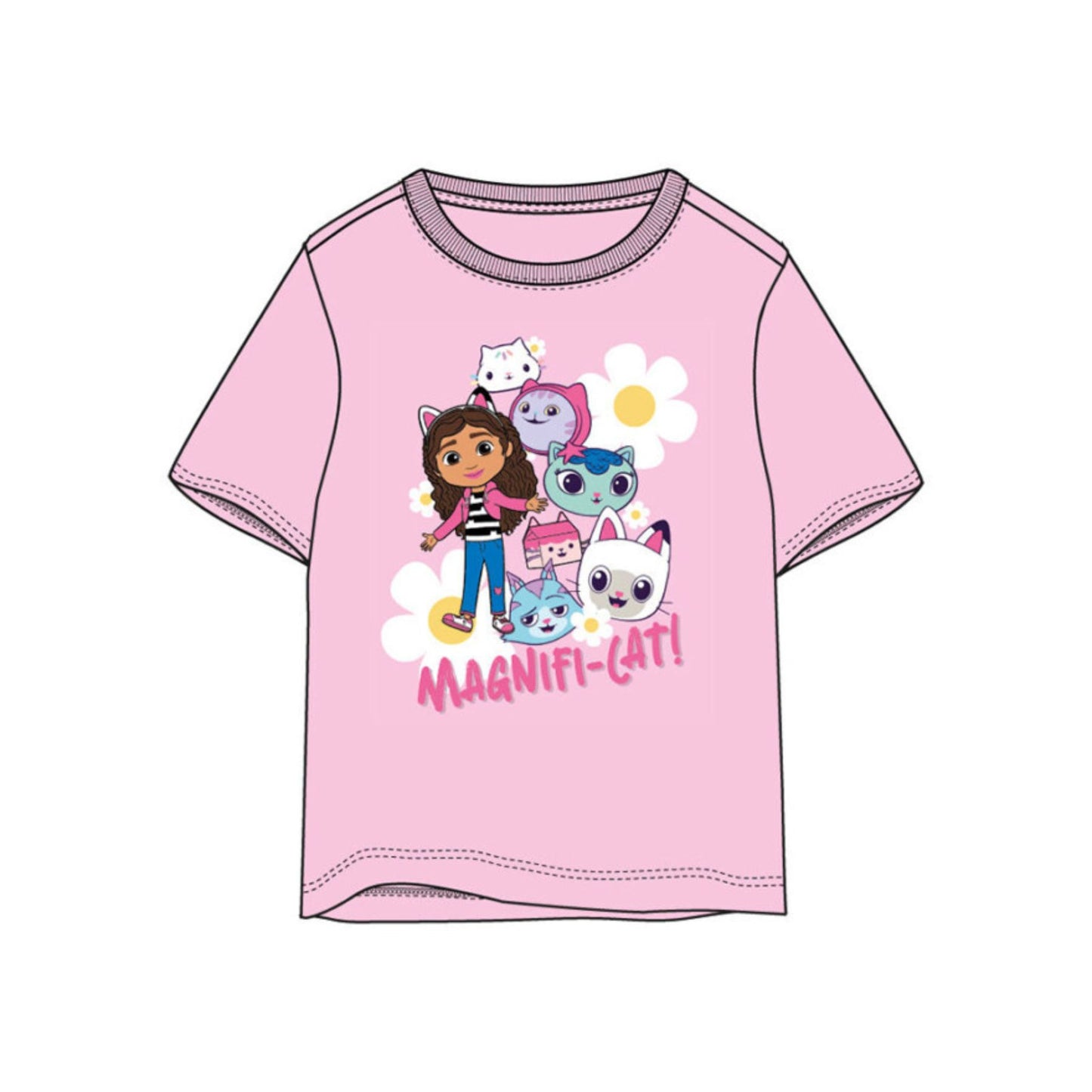 Gabby's Dollhouse Kinder Baumwollshirt rosa Kurzarm Shirt für Freizeit Kindergarten