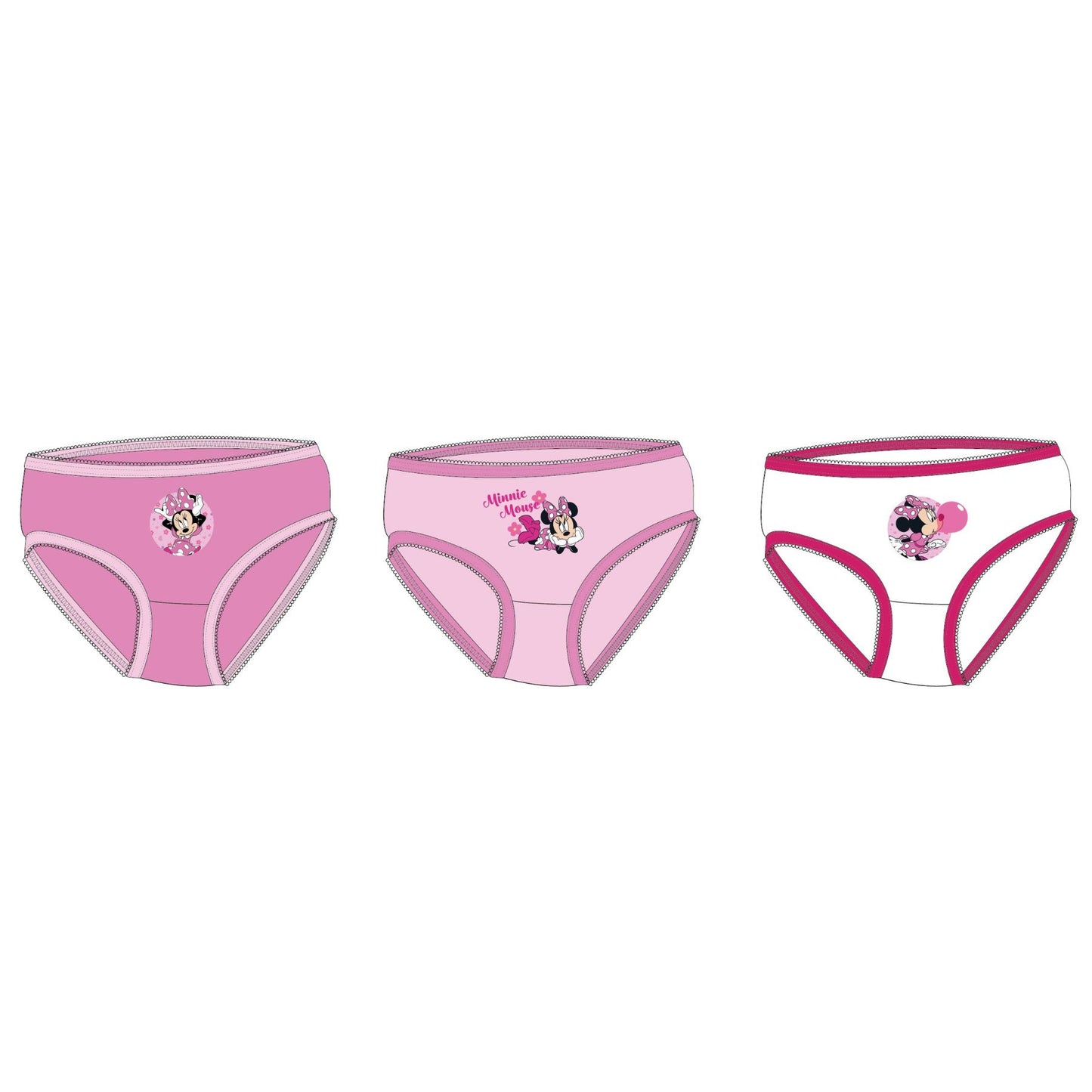 Disney Minnie Mouse Mädchen Slips 3er Set Baumwolle Kinder Unterwäsche Alltag
