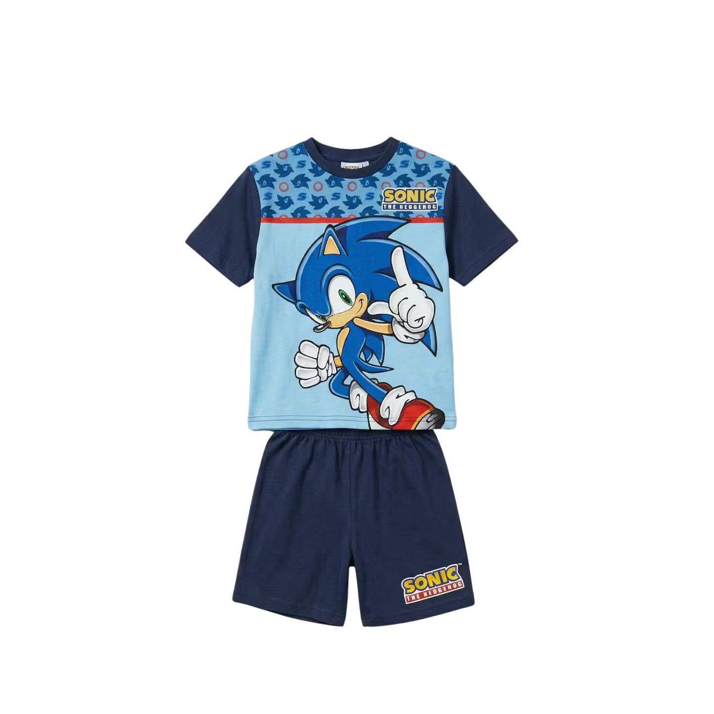 Sonic Kinder Sommer Pyjama Baumwolle Kurzarm Schlafanzug Set