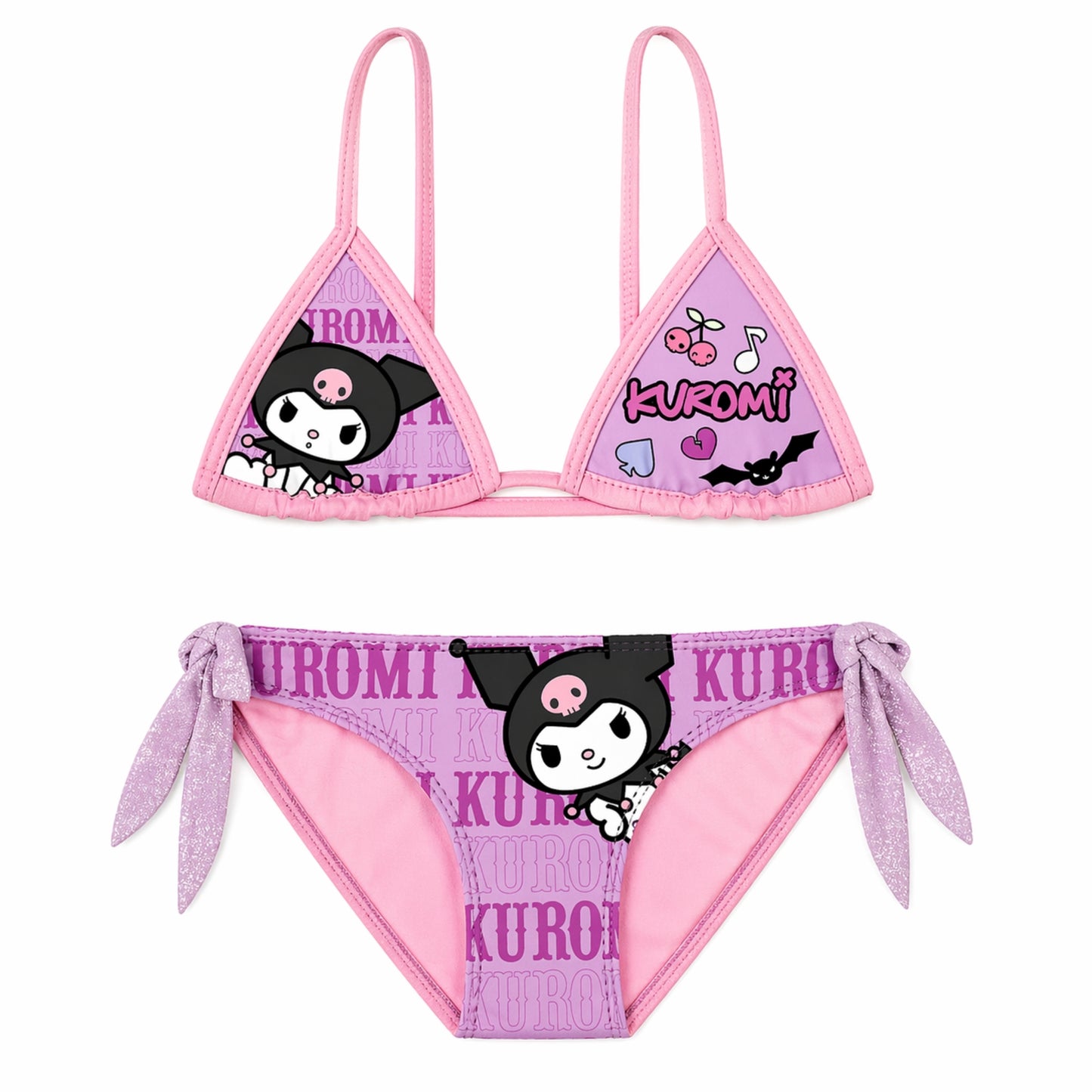 Sanrio Kuromi Kinder Bikini Set Polyester Sommer Bademode Schwimmbekleidung