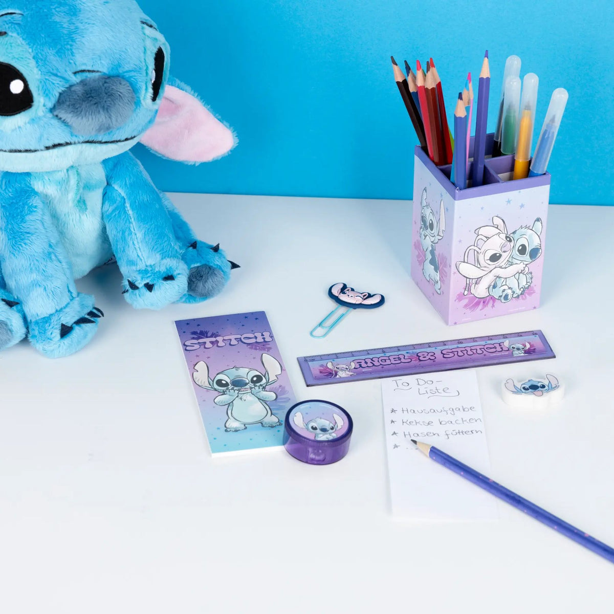 Lilo & Stitch Stiftehalter Kinder 7 teilig gefüllt für Schule Lernen und Freizeit