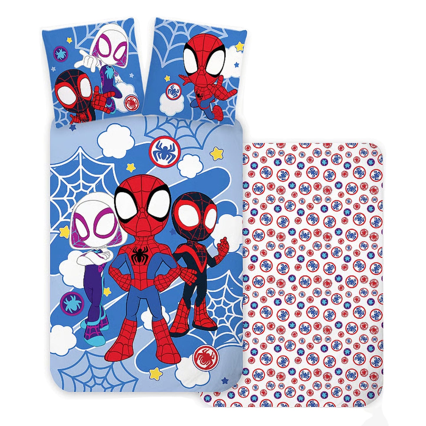 Marvel Spidey Bettwäsche Set Mehrfarbig Bettbezug Kissenbezug Baumwolle 140 × 200 cm