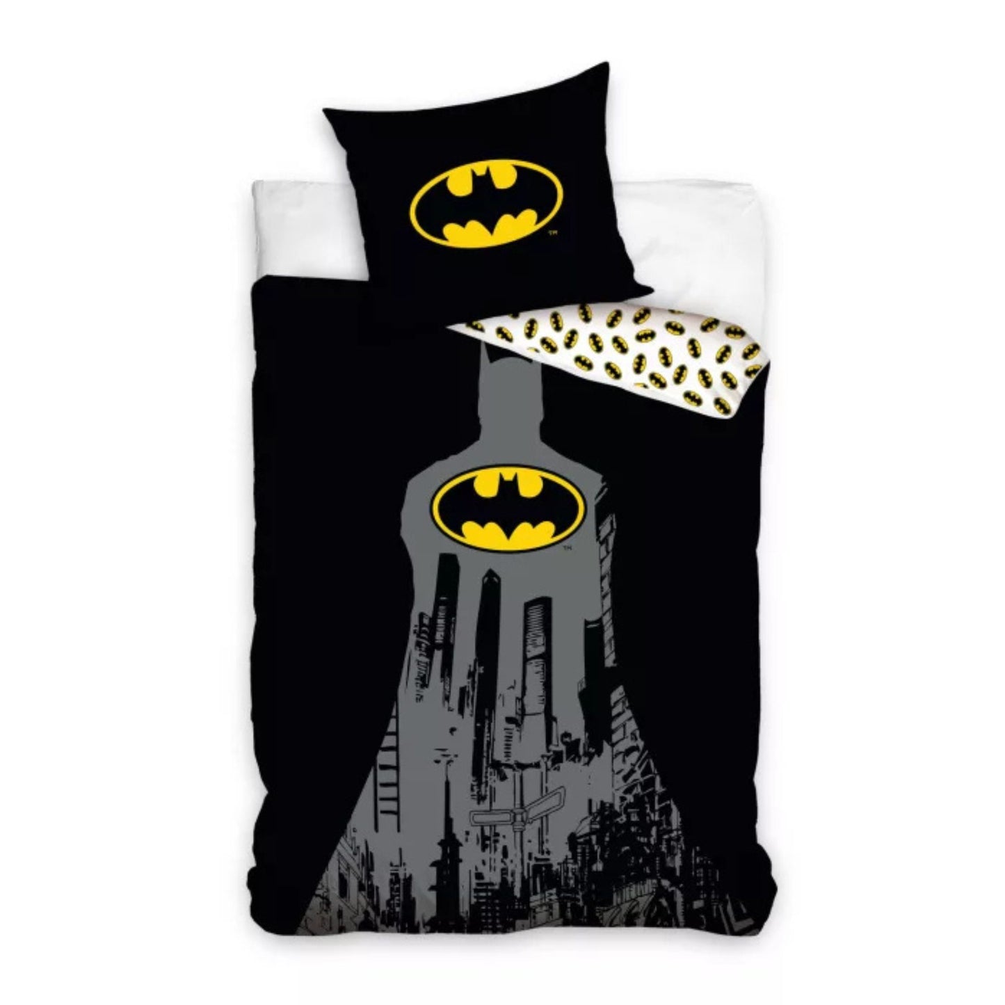Batman Kinder Bettwäsche Set Schwarz Bettbezug Kissenbezug Baumwolle 140 × 200 cm