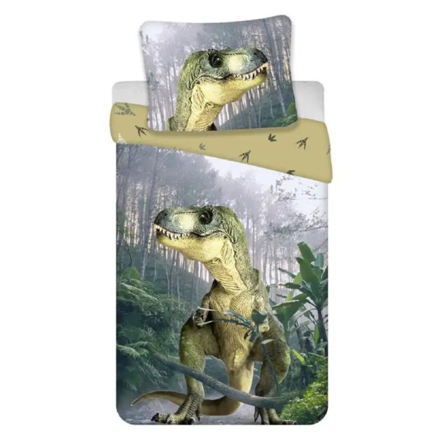 Dinosaurier Bettwäsche Set Mehrfarbig Bettbezug Kissenbezug Baumwolle 140 × 200 cm