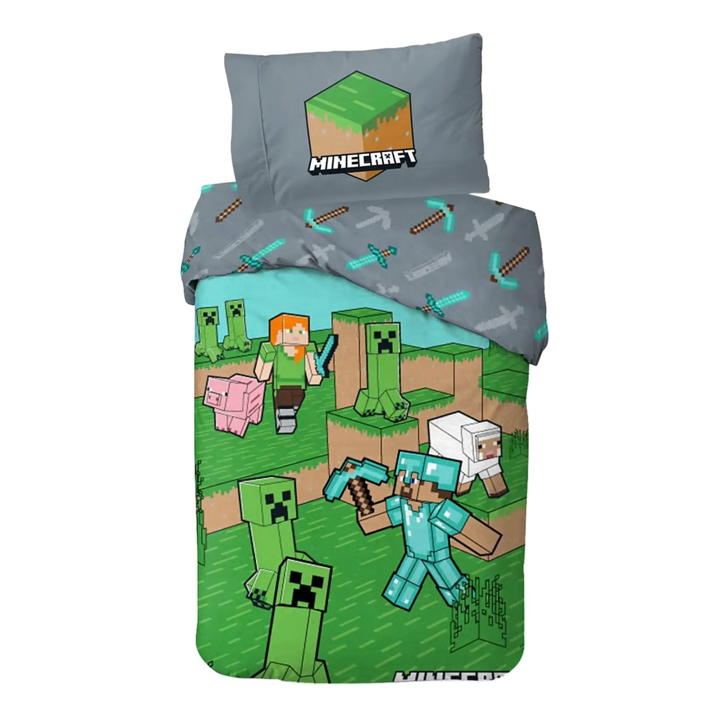 Minecraft Bettwäsche Set Mehrfarbig Baumwolle Bettbezug Kissenbezug 140 x 200 cm 60 x 63 cm
