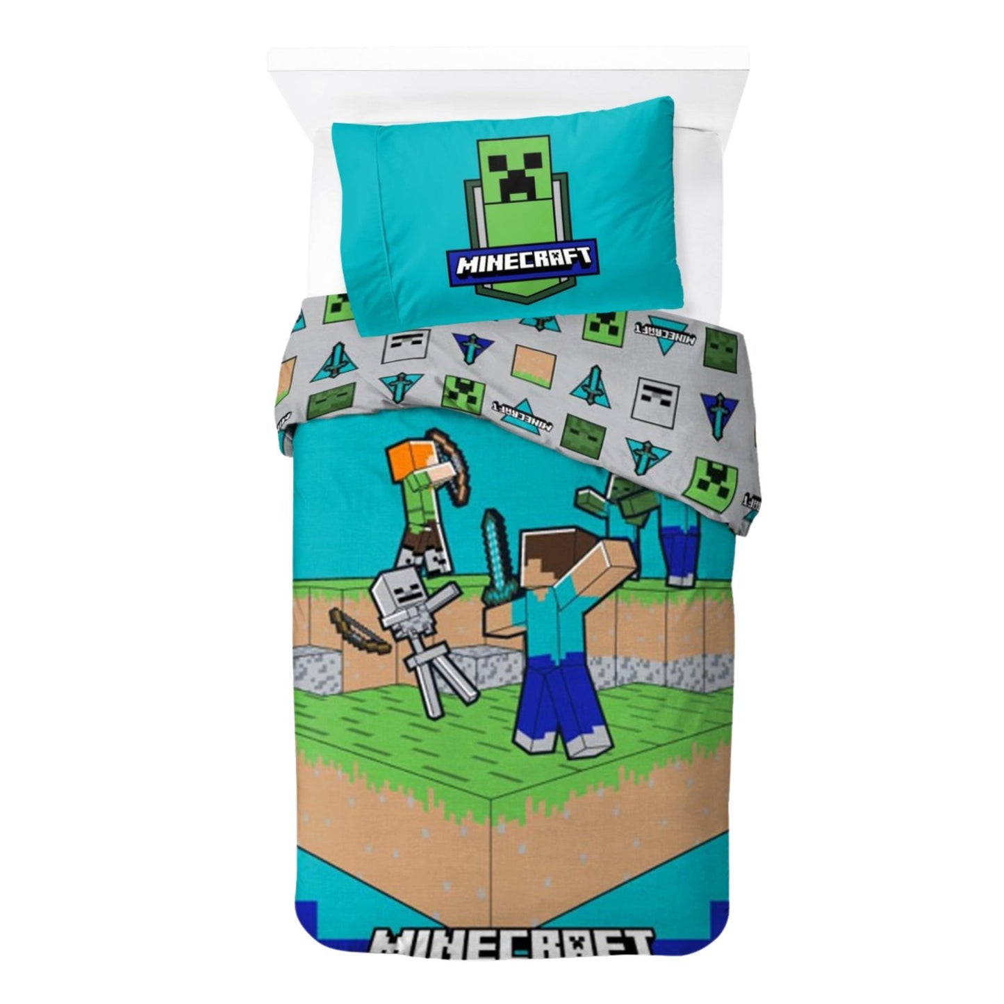 Minecraft Bettwäsche Set Mehrfarbig Baumwolle Bettbezug Kissenbezug 140 x 200 cm 60 x 63 cm