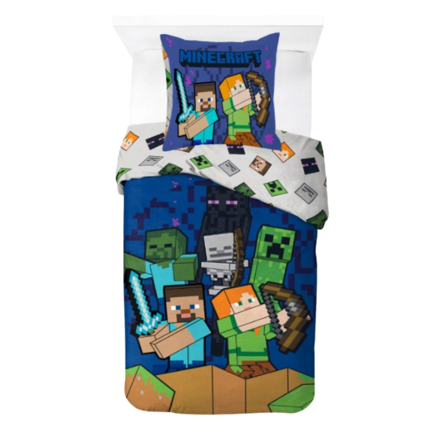 Minecraft Bettwäsche Set Baumwolle Bettbezug Kissenbezug 140 x 200 cm 60 x 63 cm