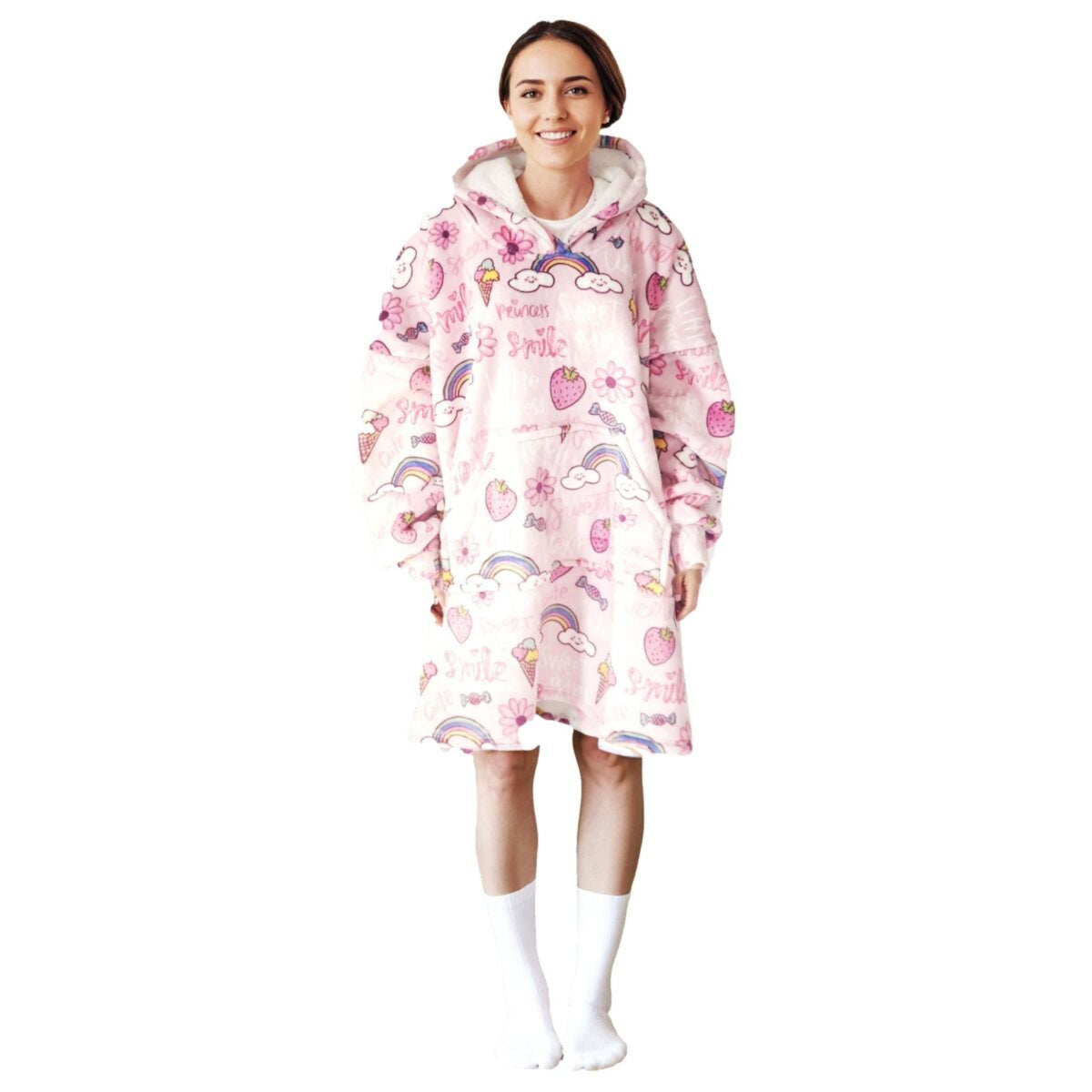 Noxxiez Hoodie Decke Sweet XL Oversize für Teenager Erwachsene Sofa und Zuhause