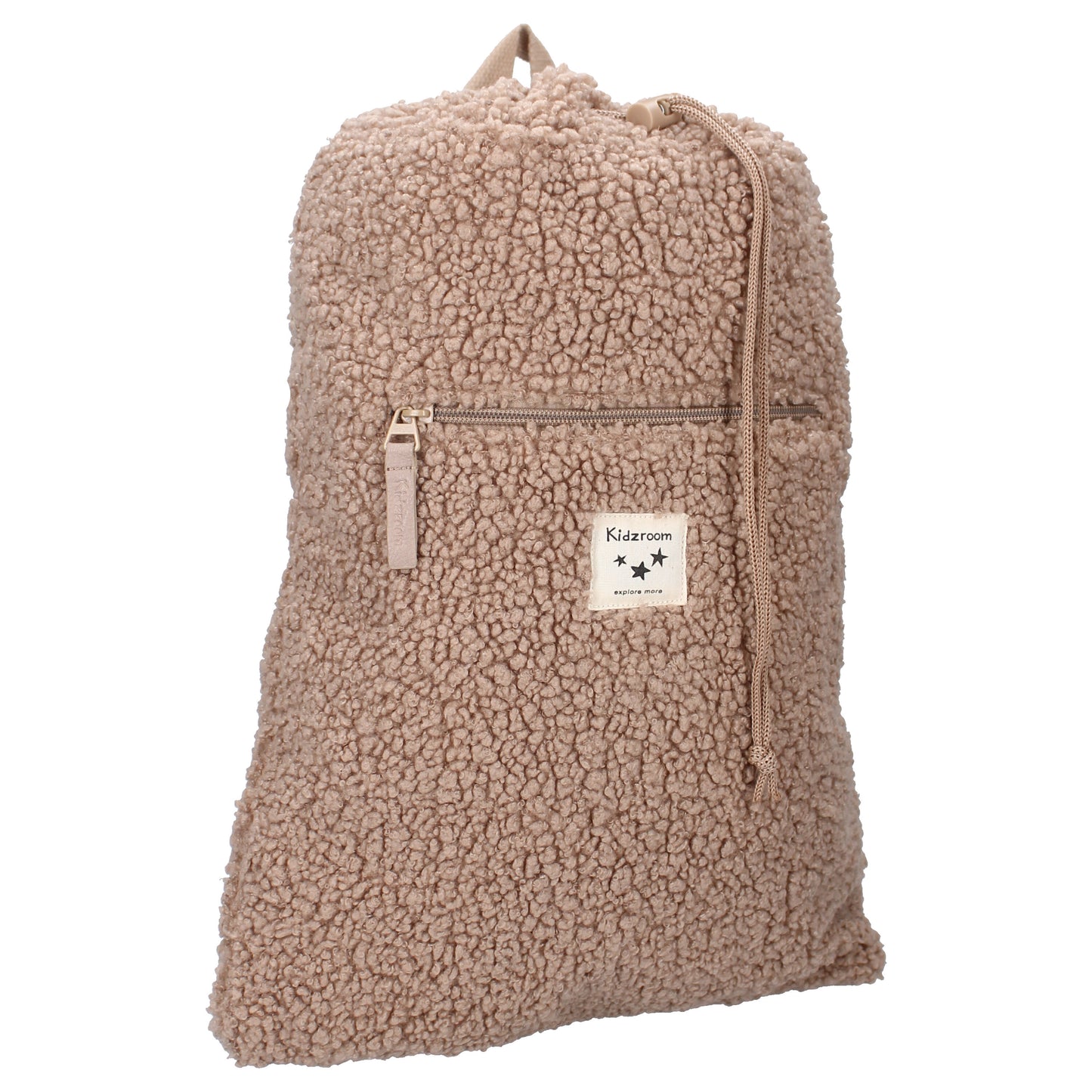 Kidzroom Turnbeutel Teddy in Town – Beige Beutel aus flauschigem Teddy-Stoff