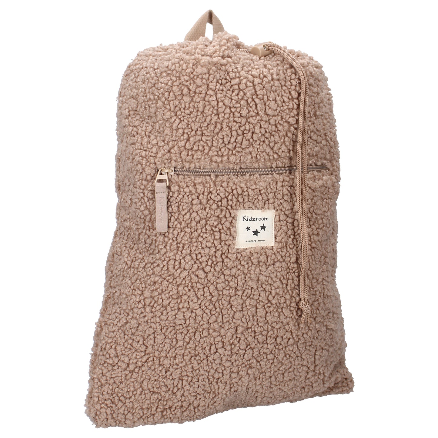 Kidzroom Turnbeutel Teddy in Town – Beige Beutel aus flauschigem Teddy-Stoff