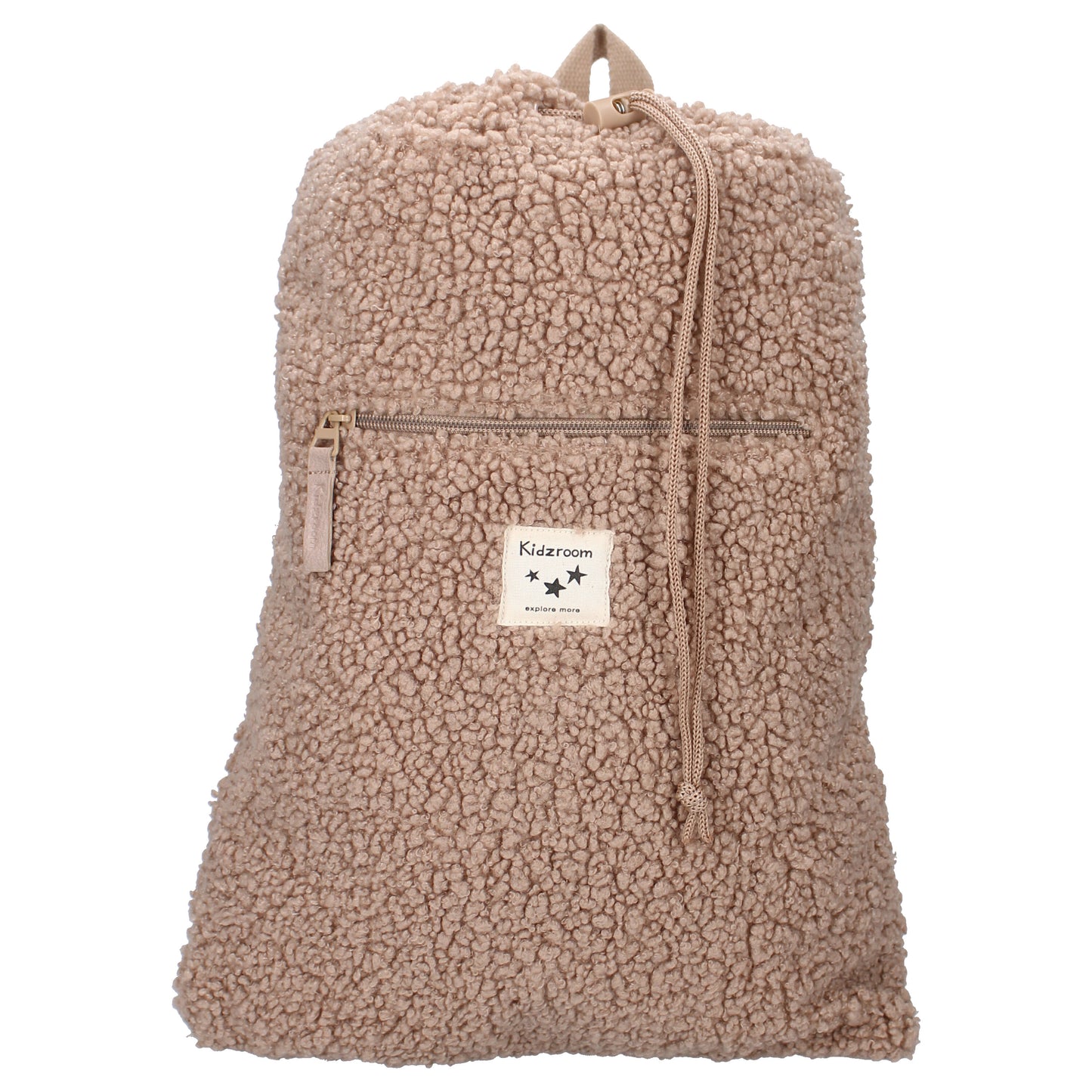Kidzroom Turnbeutel Teddy in Town – Beige Beutel aus flauschigem Teddy-Stoff