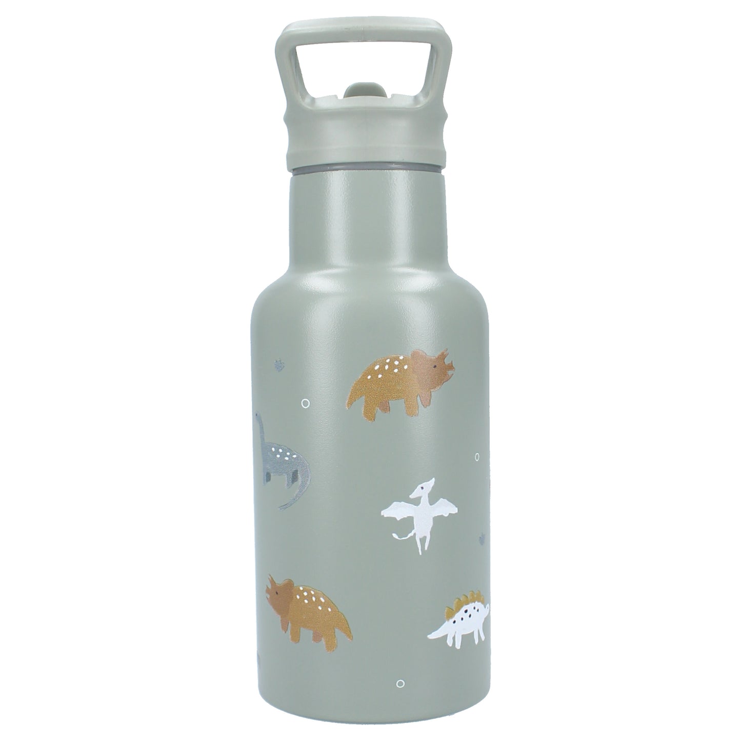 Kidzroom Wasserflasche Trinkflasche 350 ml für Kinder aus Edelstahl mit Strohhalm