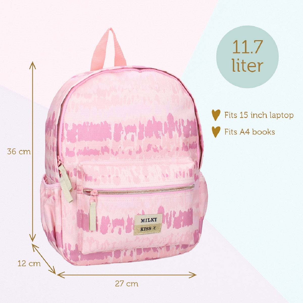 Milky Kiss Love and Laughter Rucksack – Farbiger Rucksack für Mädchen Schultasche