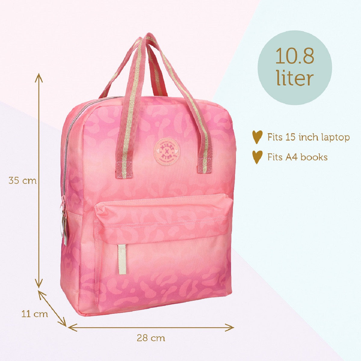 Milky Kiss Love and Laughter Rucksack – Trendige Tasche in Rosa Schultasche