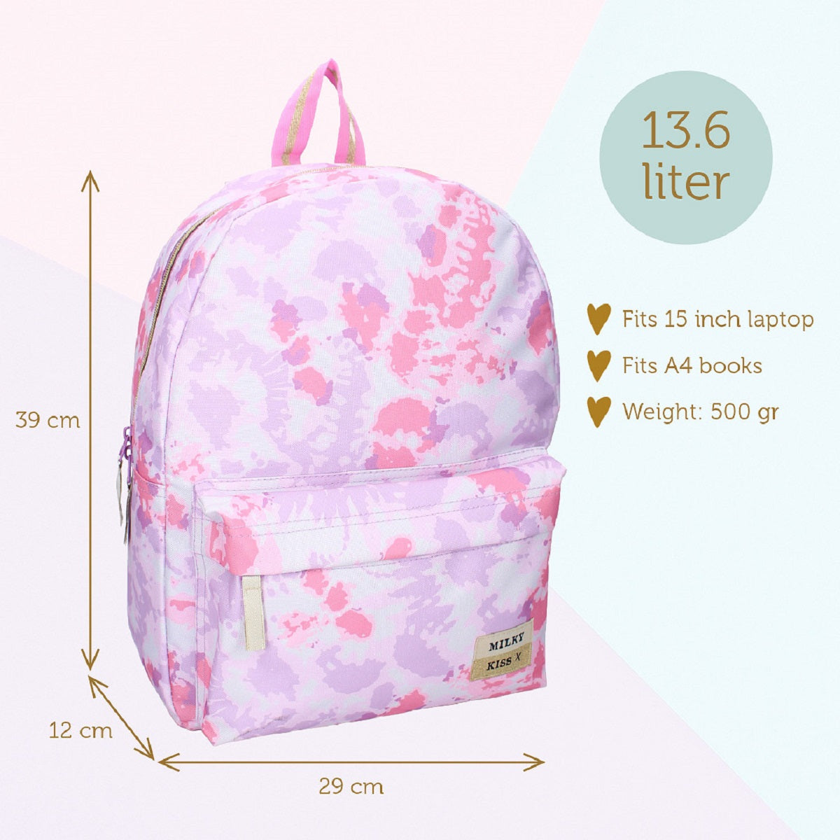 Milky Kiss Bold Style Rucksack – Auffälliger Rucksack in Rosa und Blau Schultasche