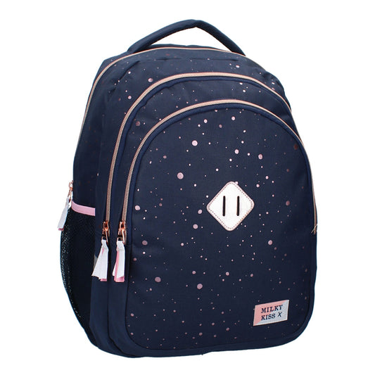 Milky Kiss Rucksack – gepolstert, 3 Fächer, rosa Punkte