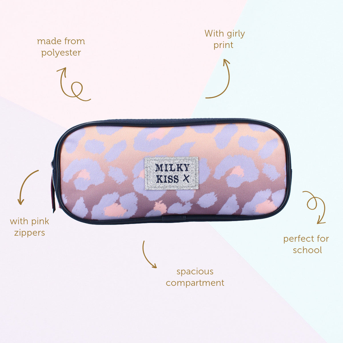 Milky Kiss Federmäppchen Etui mit Reißverschluss für Kinder
