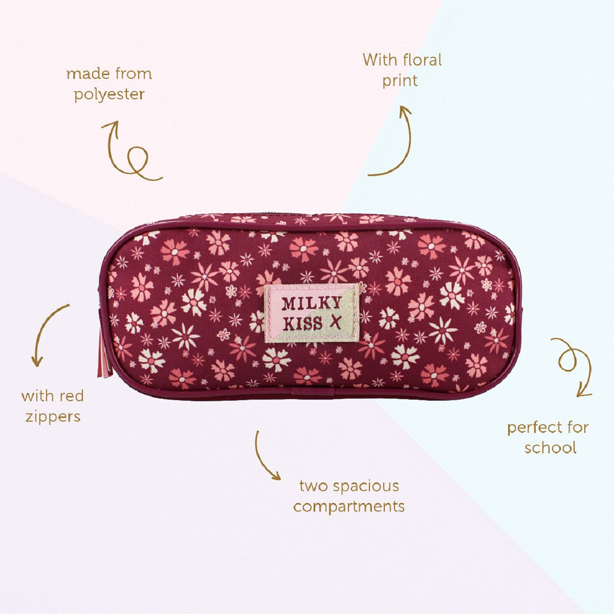 Milky Kiss Federmäppchen Etui mit Reißverschluss für Kinder