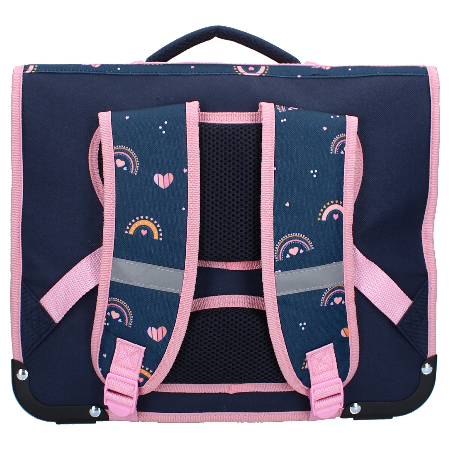Milky Kiss Rucksack – Blau mit Regenbögen und Griff Schultasche