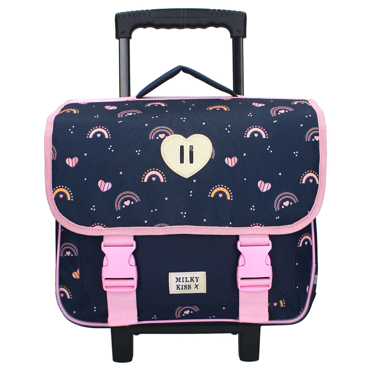 Milky Kiss Rucksack Herz mit Regenbögen und Griff Schultasche