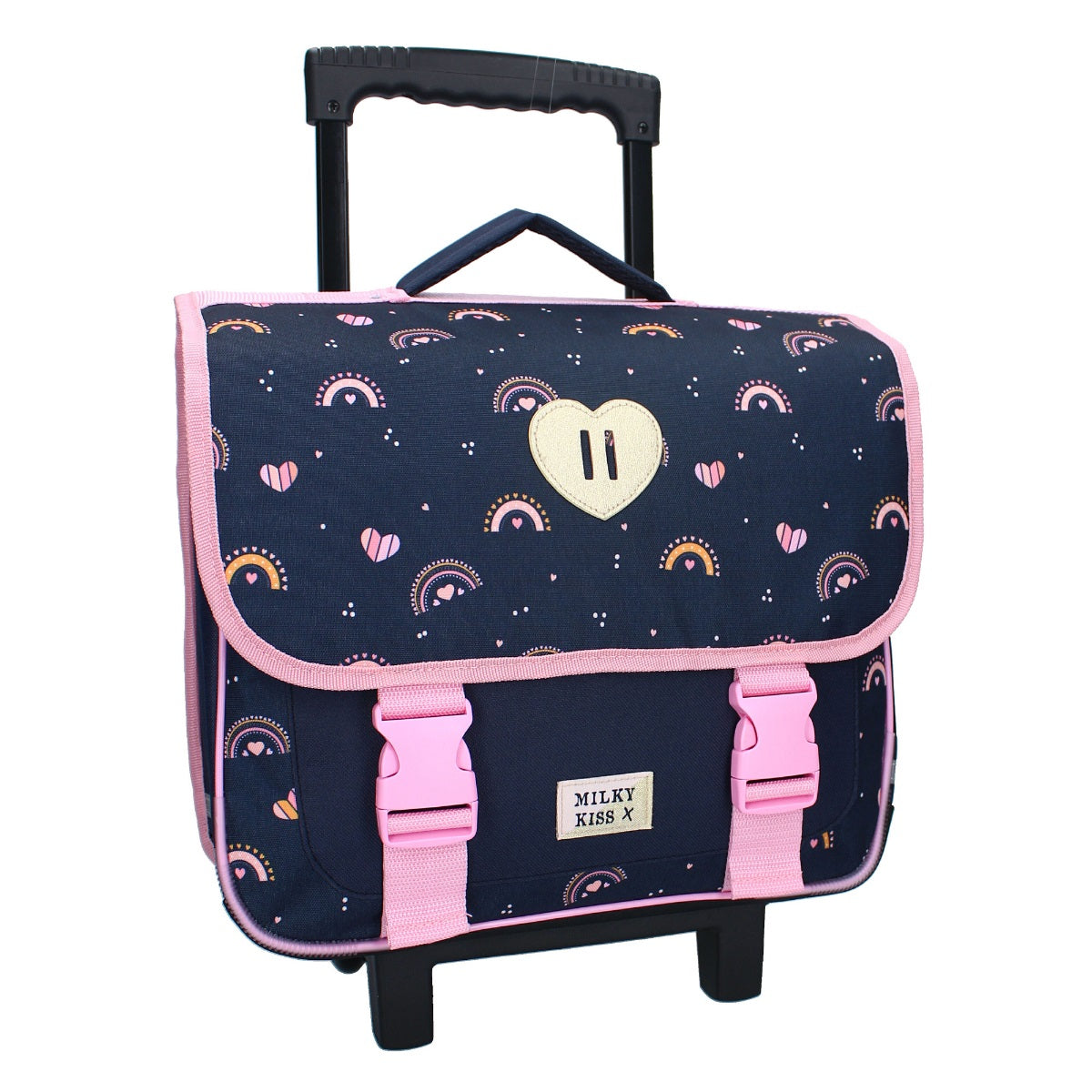 Milky Kiss Rucksack Herz mit Regenbögen und Griff Schultasche