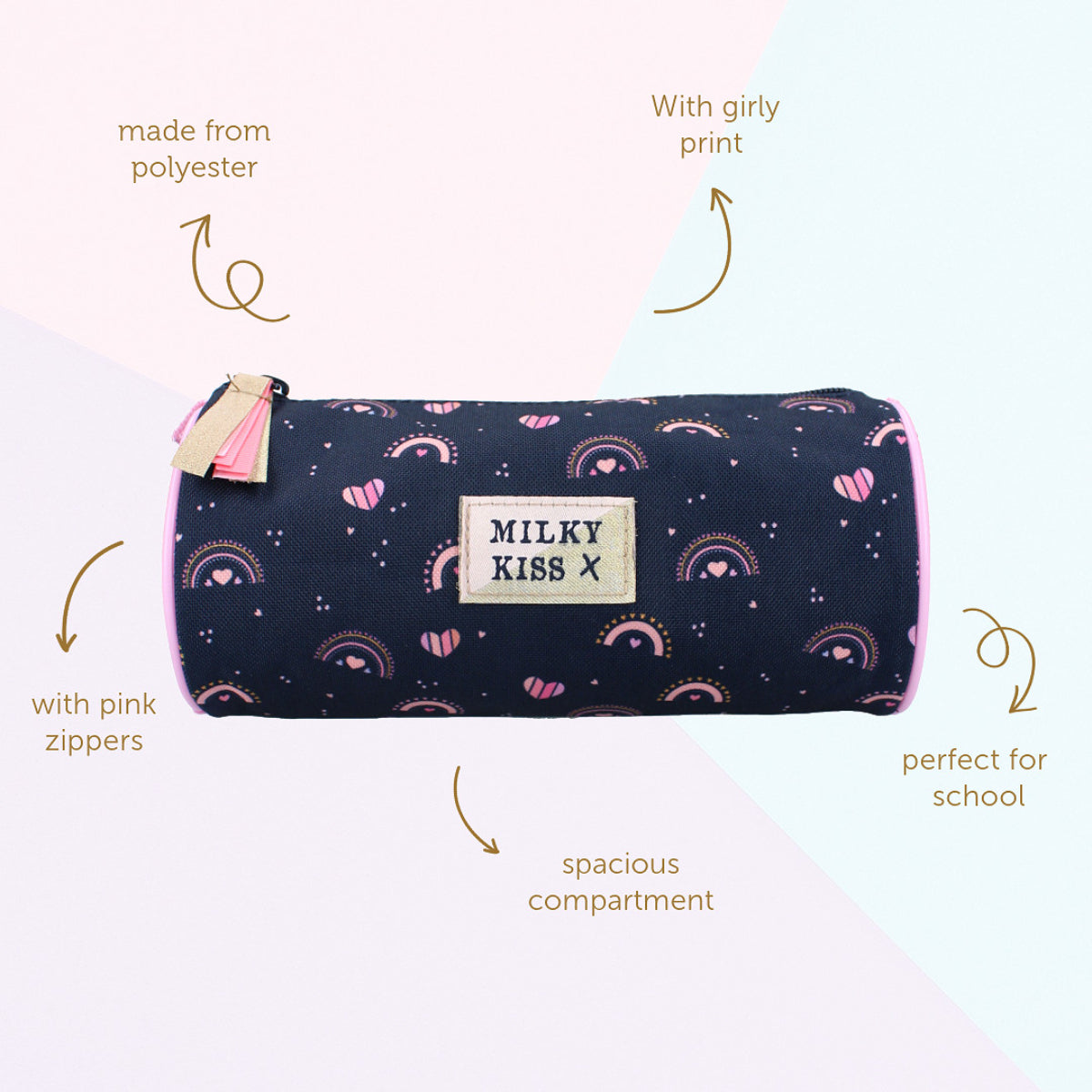 Milky Kiss Federmäppchen Etui mit Reißverschluss für Kinder