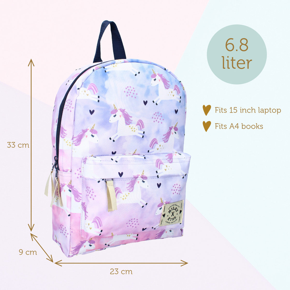 Milky Kiss Rucksack Schultasche Ombré mit Sternen & Einhörnern Bag