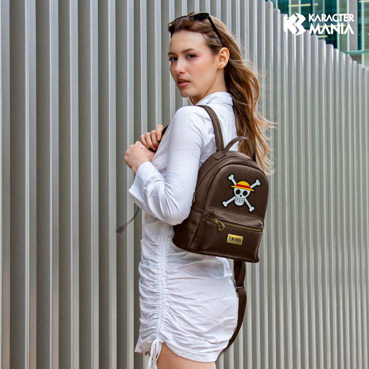One Piece Heady Rucksack Braun Tasche mit Reißverschluss Schule Freizeit