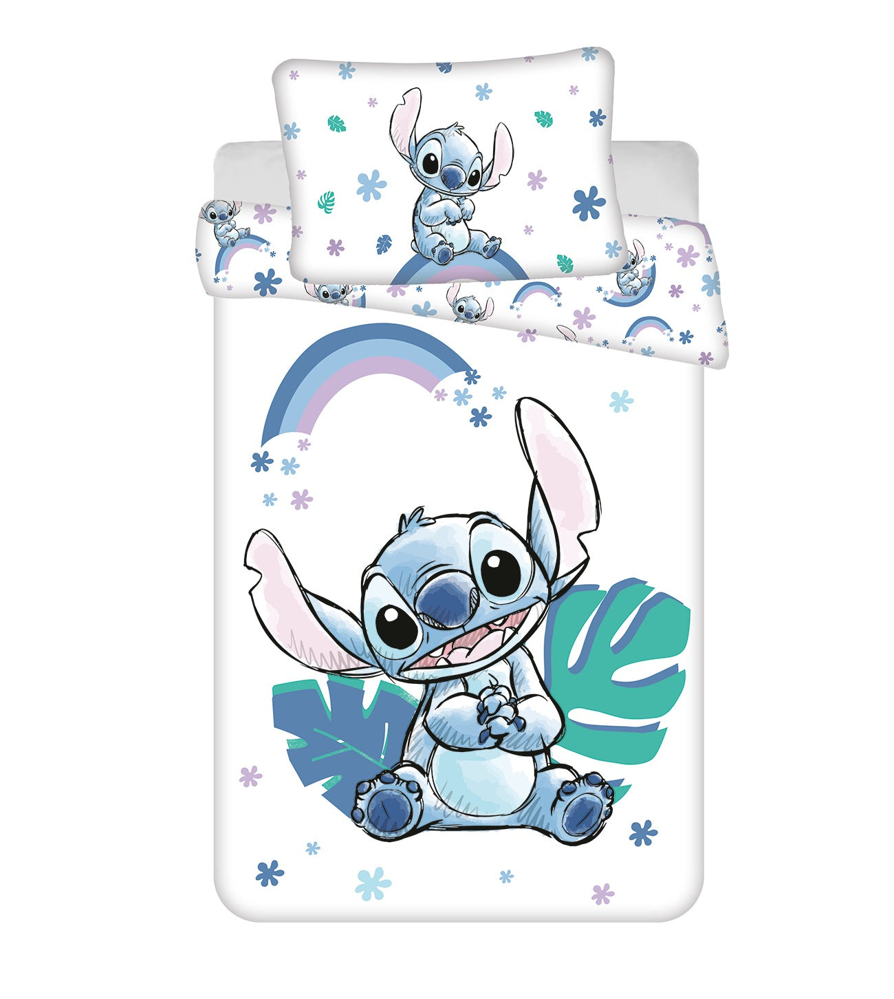 Lilo & Stitch Bettwäsche-Set aus Baumwolle für Kinderbett - 100 x 135 cm + 40 x 60 cm