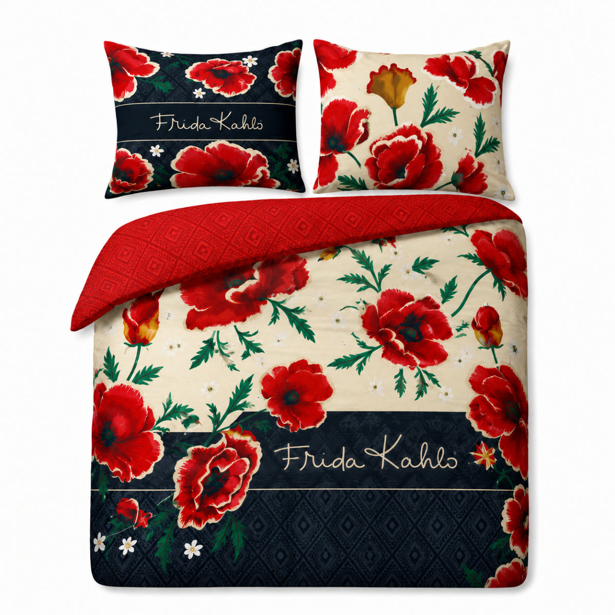 Frida Kahlo Bettwäsche Set 140 × 200 cm 70 × 90 cm Baumwolle mit dekorativem Blumen Motiv