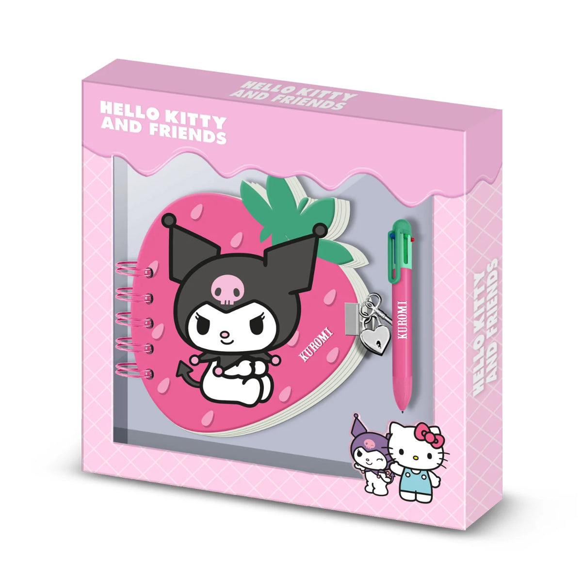 Hello Kitty Tagebuch Set mit 6 Farb Kugelschreiber Schloss und Schlüssel