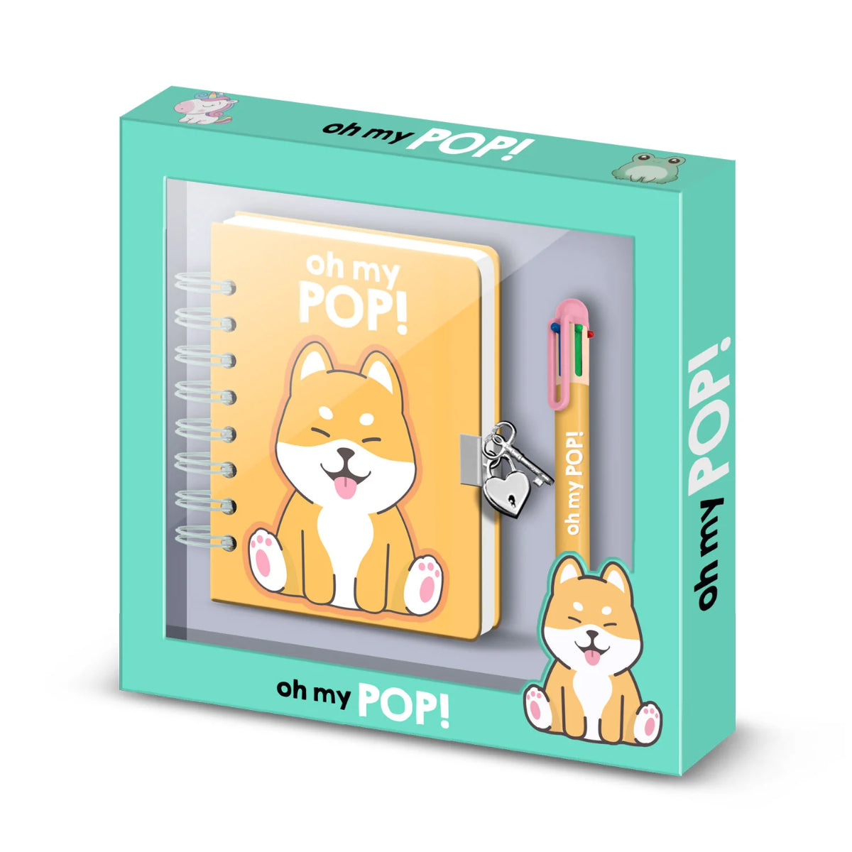 Oh My Pop! Shiba Tagebuch Set A5 mit 6 Farb Kugelschreiber Schloss