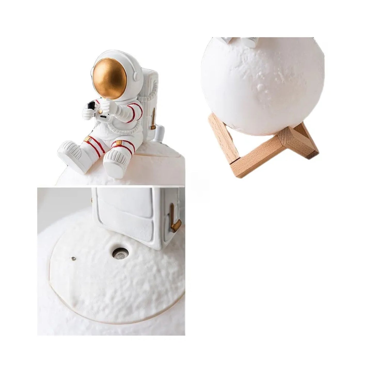 Nachtlampe mit Luftbefeuchterfunktion Mondmotiv sitzender Astronaut