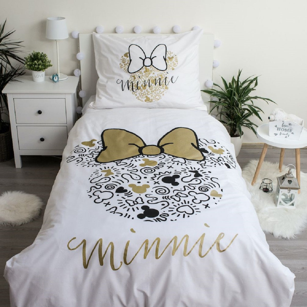 Disney Minnie Mouse Design Kuschelige Bettwäsche Baumwolle, 140x200 cm & 70x90 cm