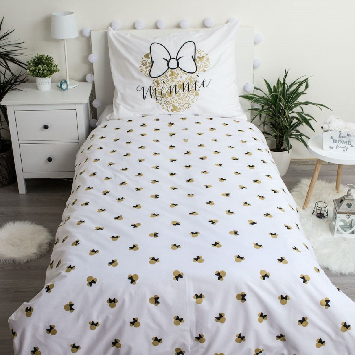 Disney Minnie Mouse Design Kuschelige Bettwäsche Baumwolle, 140x200 cm & 70x90 cm