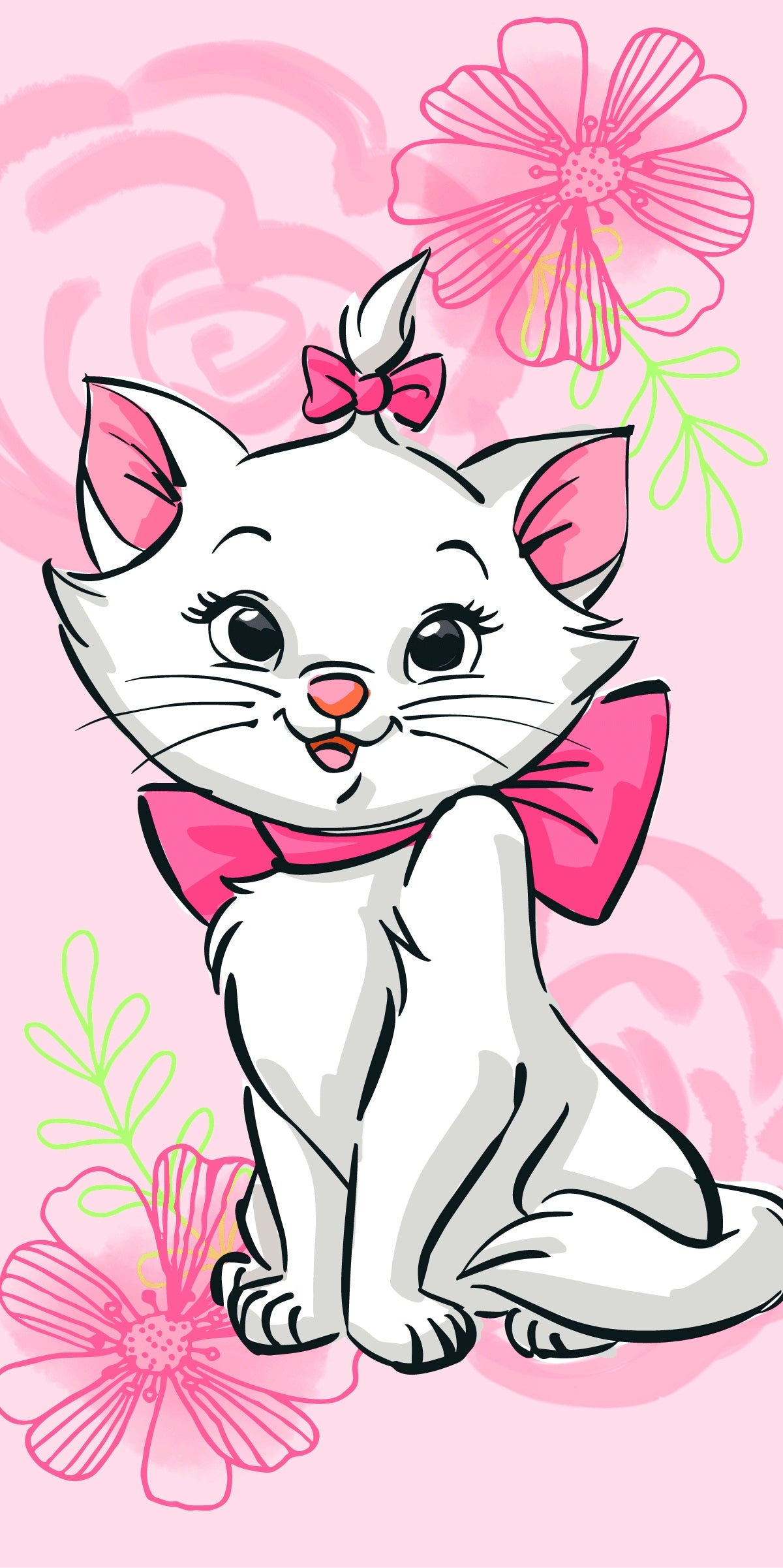 Disney Marie Cat Baumwolle Strandtuch Frottee Badetuch mit Premium Druck, 70x140 cm