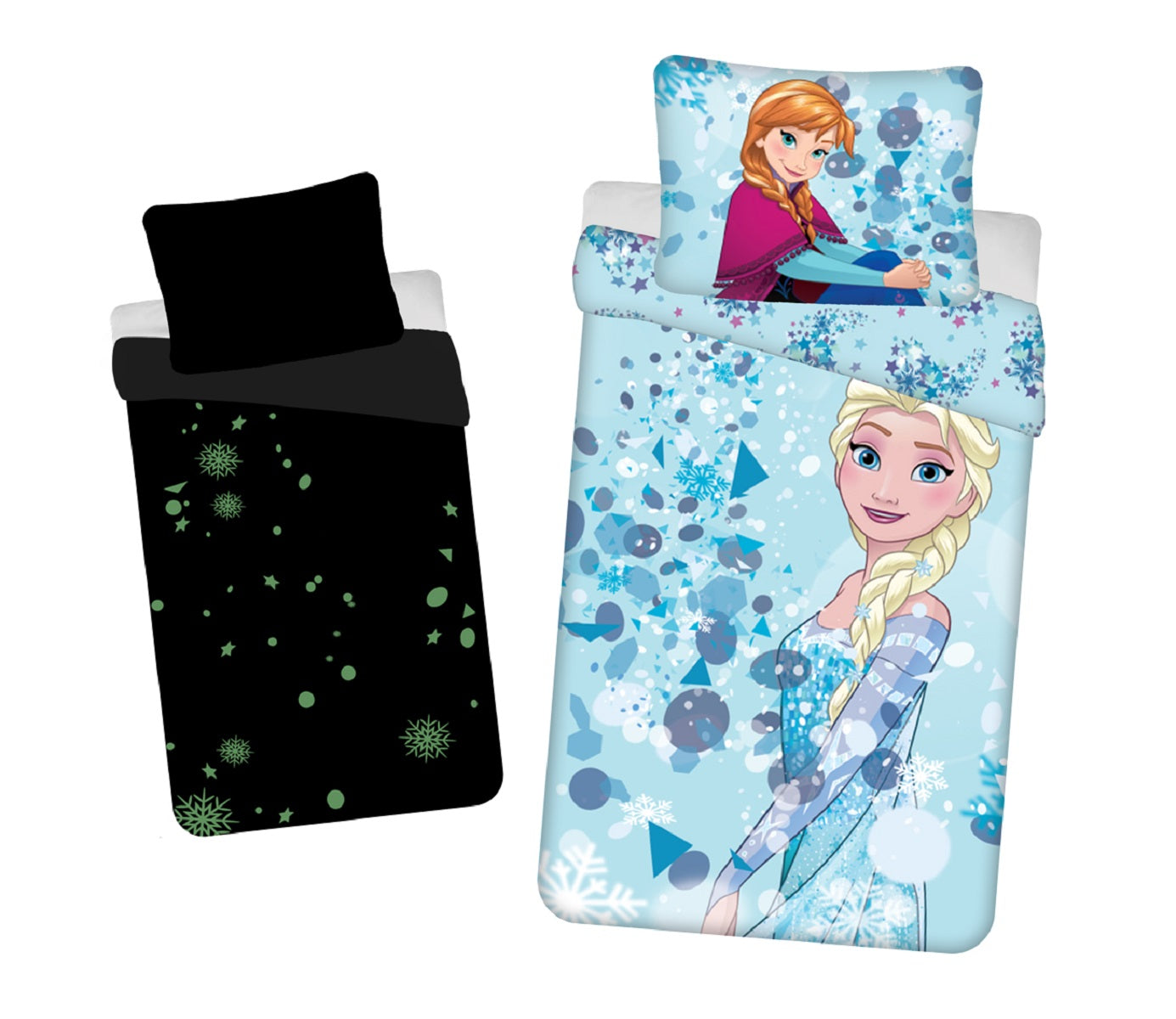 Disney Frozen Baumwolle Bettwäsche mit Glow Effect Bettbezug 140x200 cm & Kissenbezug 70x90 cm