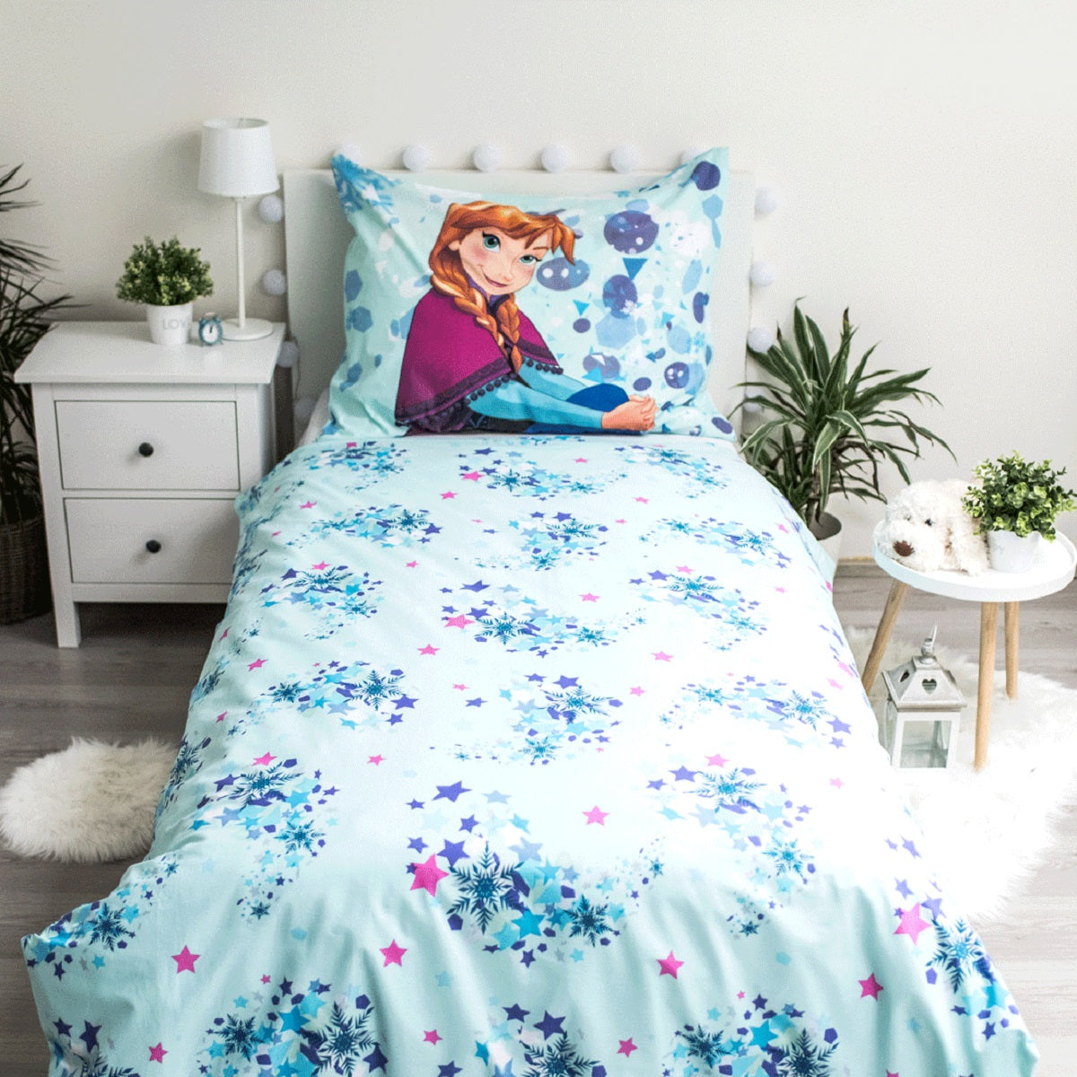 Disney Frozen Baumwolle Bettwäsche mit Glow Effect Bettbezug 140x200 cm & Kissenbezug 70x90 cm