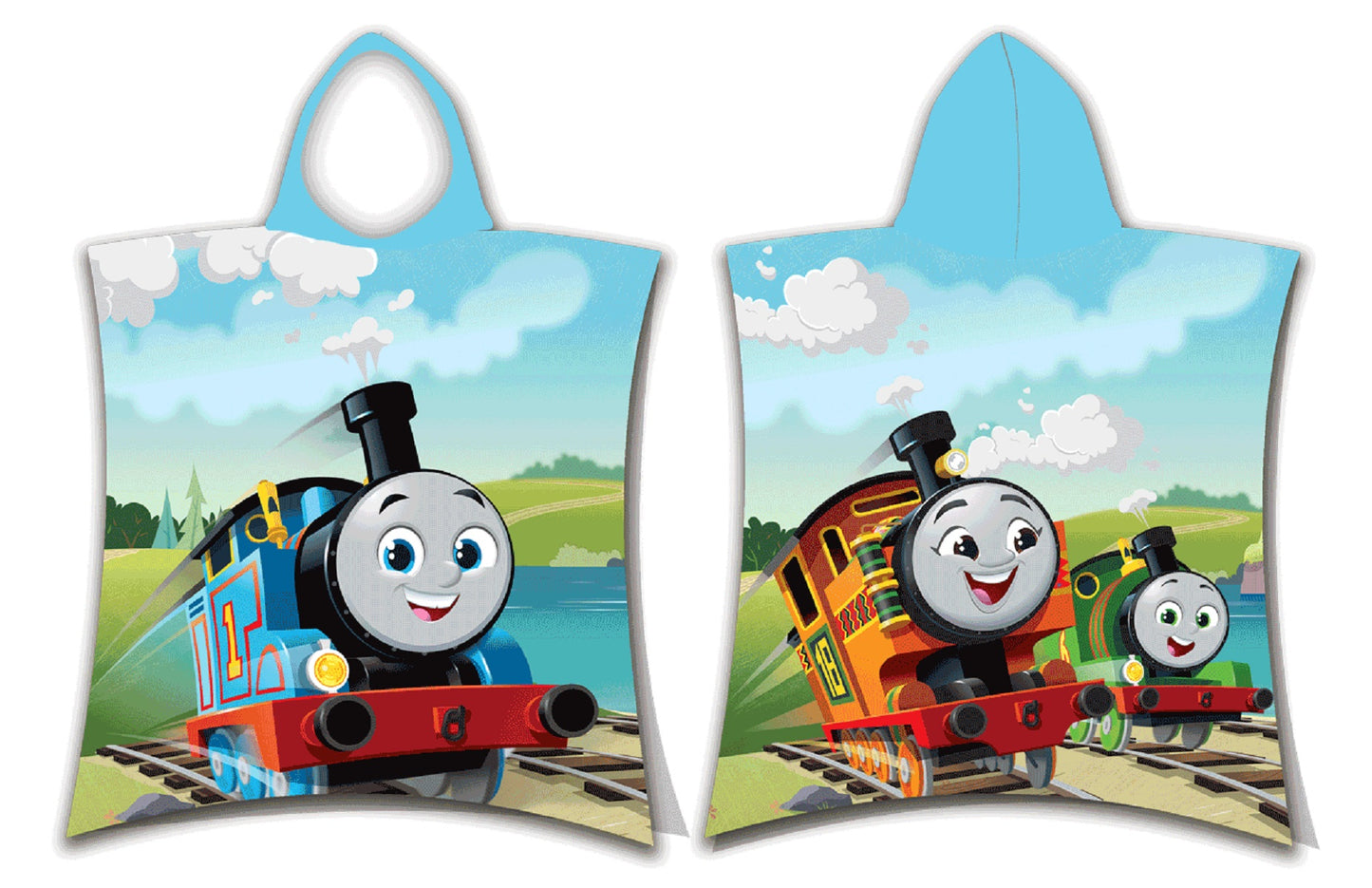 Thomas, die kleine Lokomotive Badeponcho für Kinder Hochwertiger Frottee aus 100 % Baumwolle