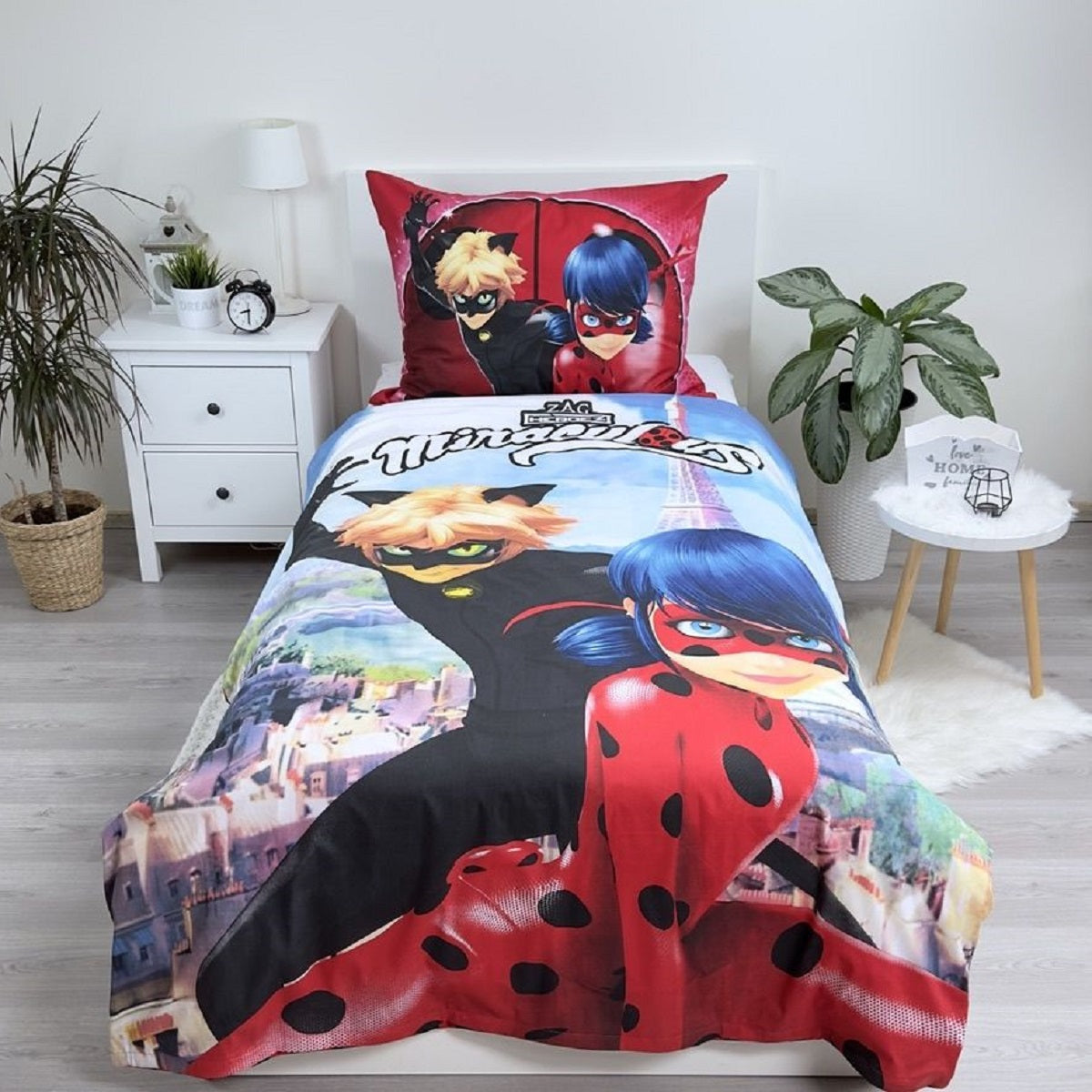 Miraculous Ladybug Design Kuschelige Bettwäsche Baumwolle, 140x200 cm & 70x90 cm