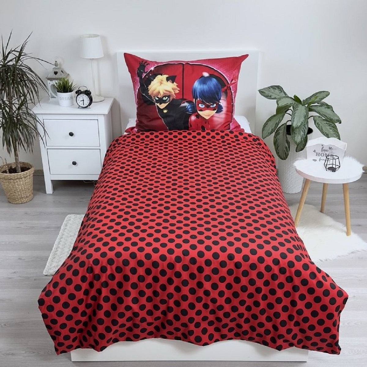 Miraculous Ladybug Design Kuschelige Bettwäsche Baumwolle, 140x200 cm & 70x90 cm
