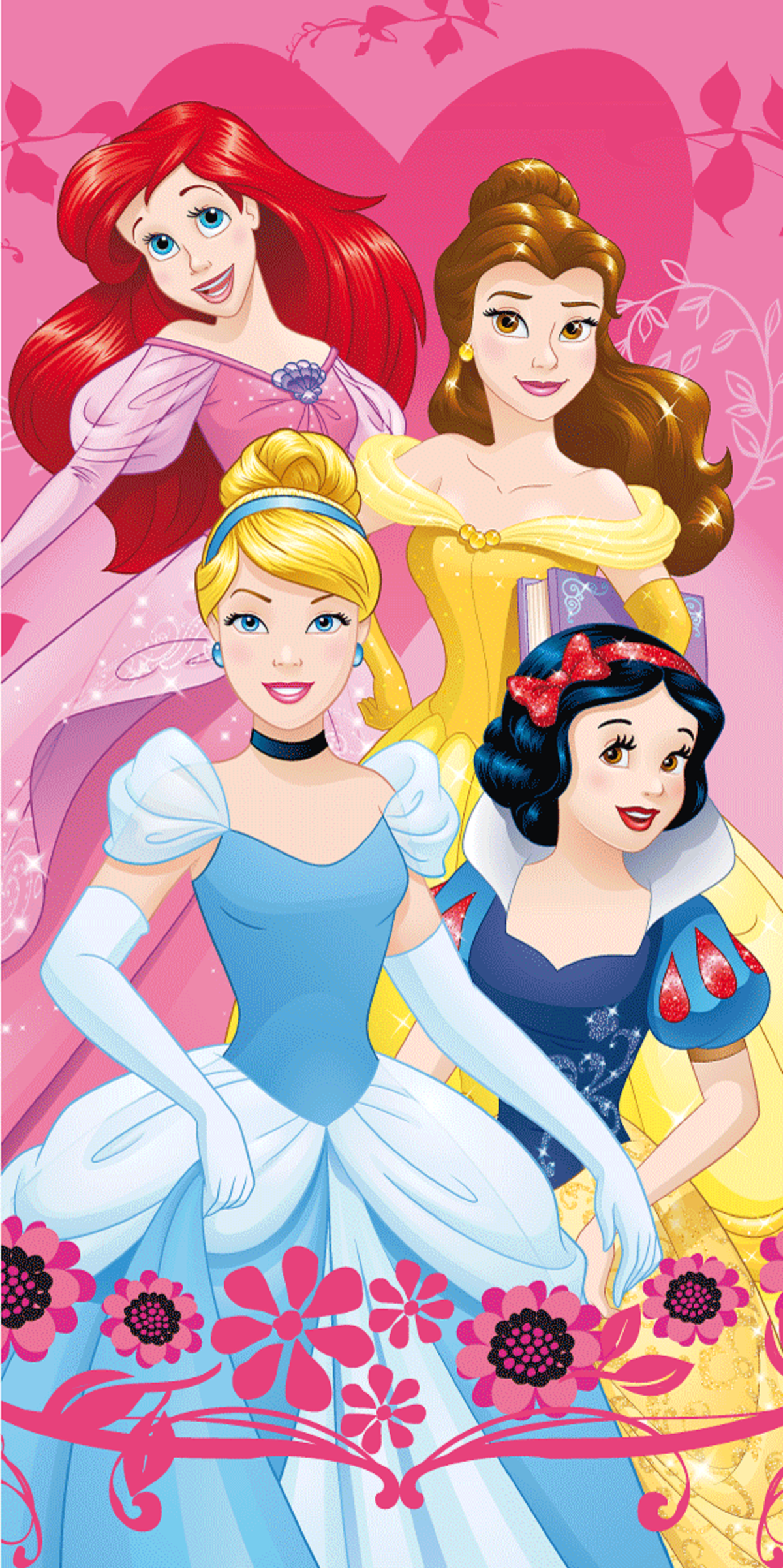 Disney Princess Baumwolle Strandtuch Frottee Badetuch mit Premium Druck, 70x140 cm