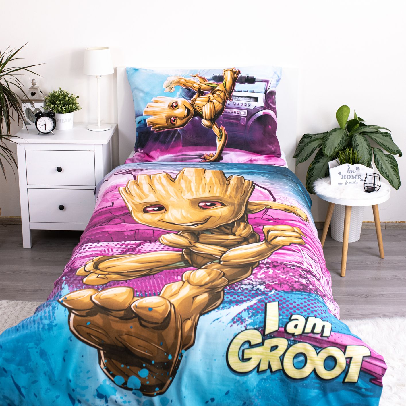 I am Groot Baumwolle Bettwäsche Bettbezug 140x200 cm & Kissenbezug 70x90 cm