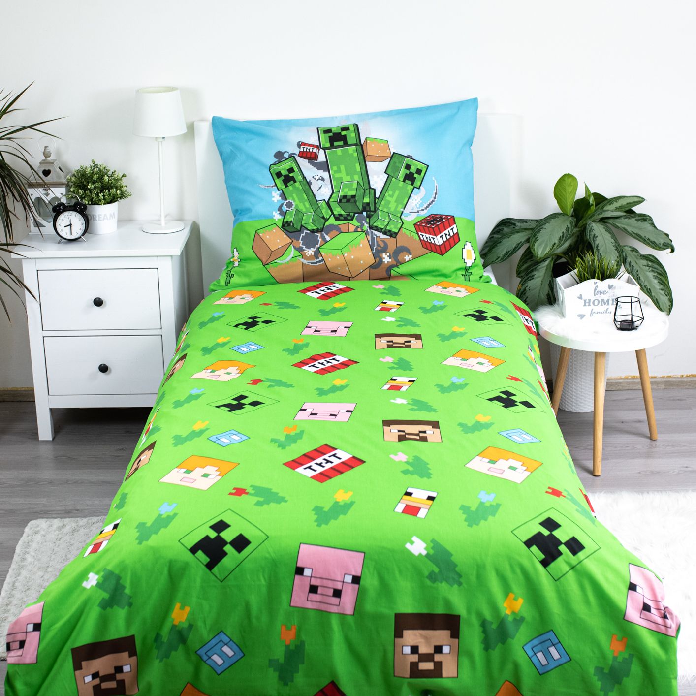 Minecraft Design Kuschelige Bettwäsche Baumwolle, 140x200 cm & 70x90 cm
