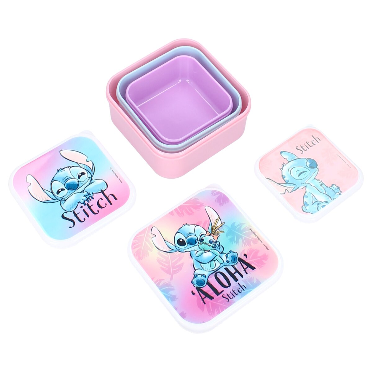 Disney Stitch Brotdose Snackbox 3-in-1 Set mit stapelbaren Behältern