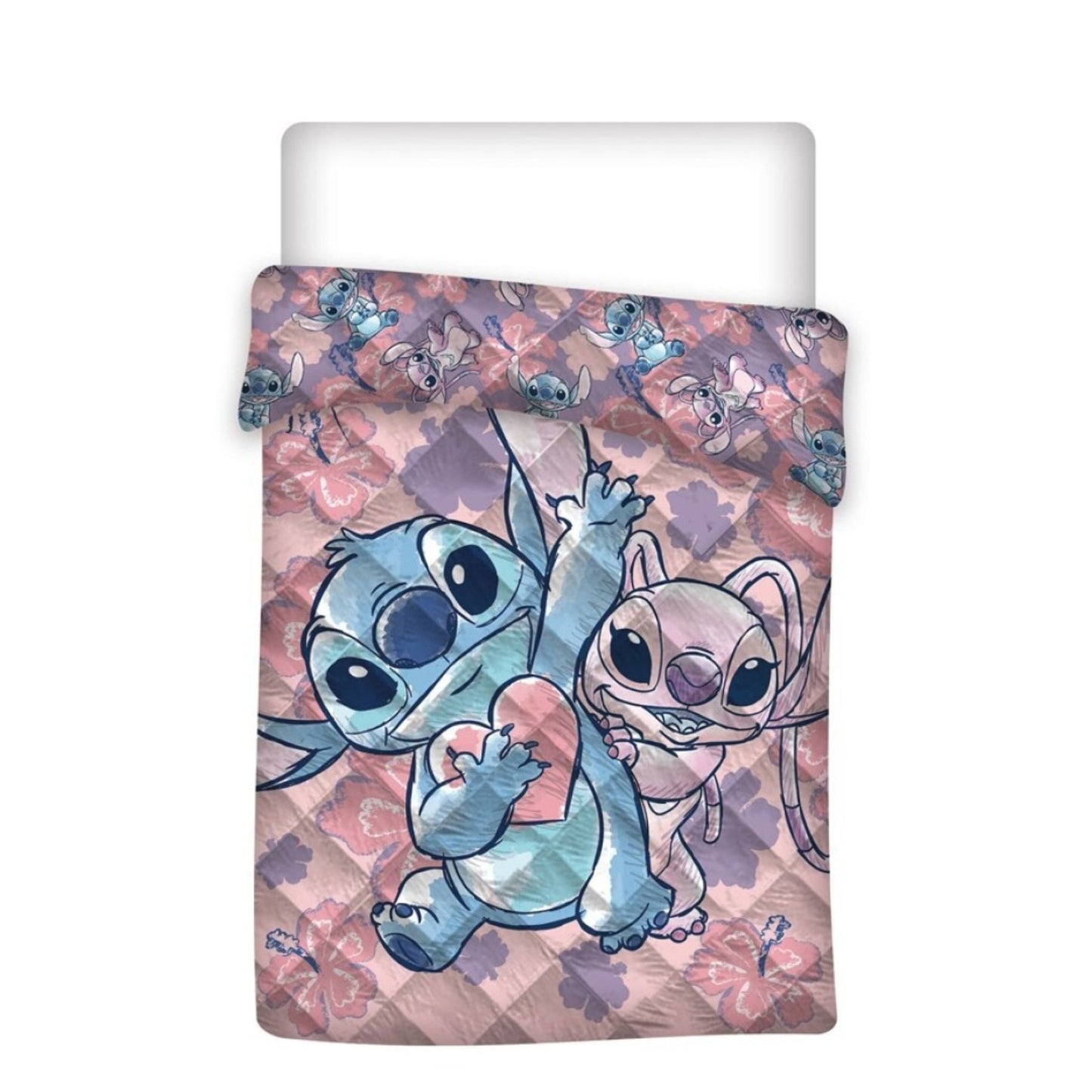 Disney Lilo & Stitch Tagesdecke 200x140 cm – Flauschige Steppdecke für Kinderzimmer