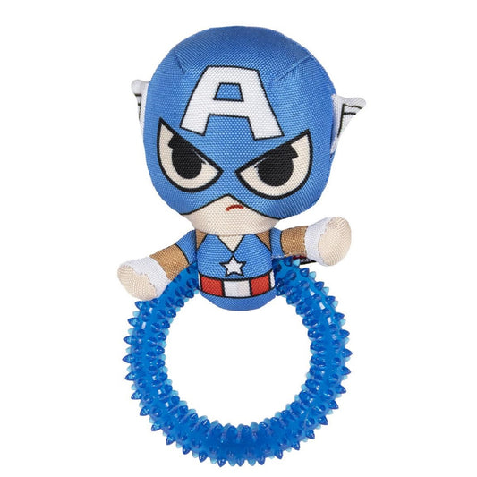 Captain America Hundespielzeug – Robuster Beißring mit Quietscher